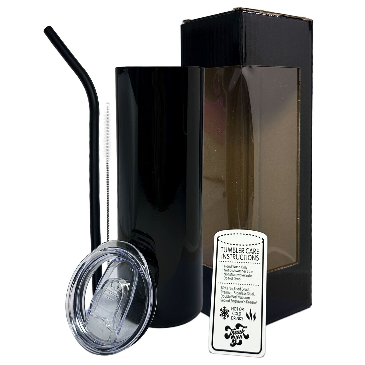 ProSub 20oz Epoxy & Engravable Coated Stainless Steel Skinny Tumbler - Black
